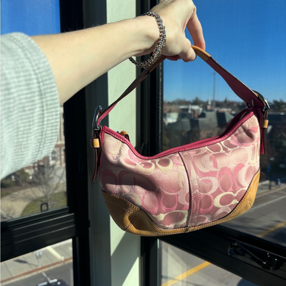 Coach Pink and Brown Shoulder Bag